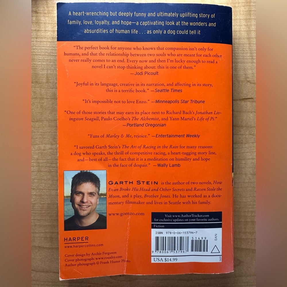 The Art of Racing in the Rain A Novel Garth Stein paperback NY Times best seller - Picture 2 of 10